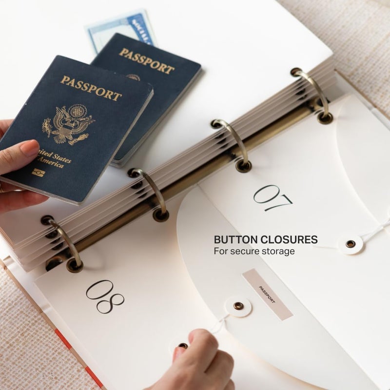 DailyDocs Document Organizer Binder – Premium Linen Folder System with Full & Half-Page Envelopes for Important Papers, Passports, Birth Certificates & More - Image 3